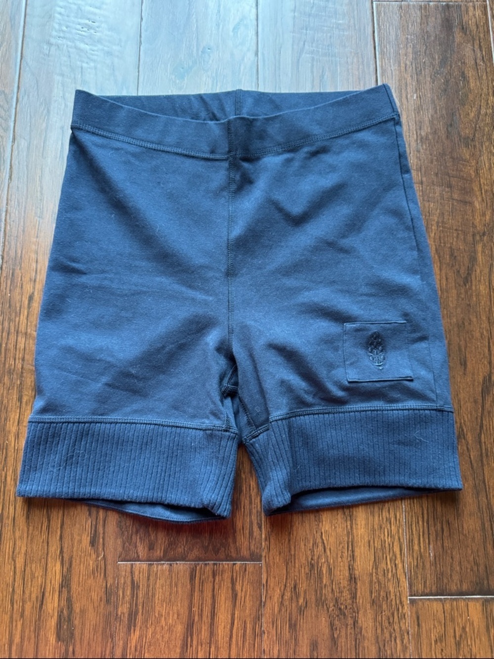 Free People Navy Bike Shorts with Embroidered Patch - Picture 3 of 6